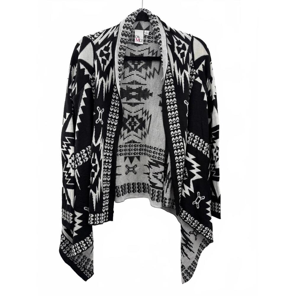 Ohmg! women's Small Cardigan black and white geometric/aztec pattern.